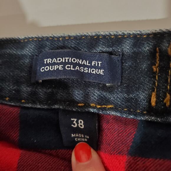 Lands End Square Rigger Traditional Fit Flannel Plaid Lined Jeans Mens Size 38 - Picture 11 of 14